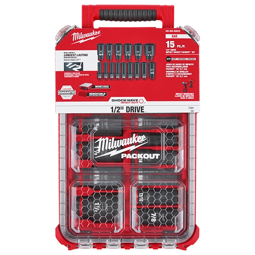 49-66-6802 Jeu de douille 1/2 po Dr 15PC SAE PACKOUT SHOCKWAVE Impact DutyMC