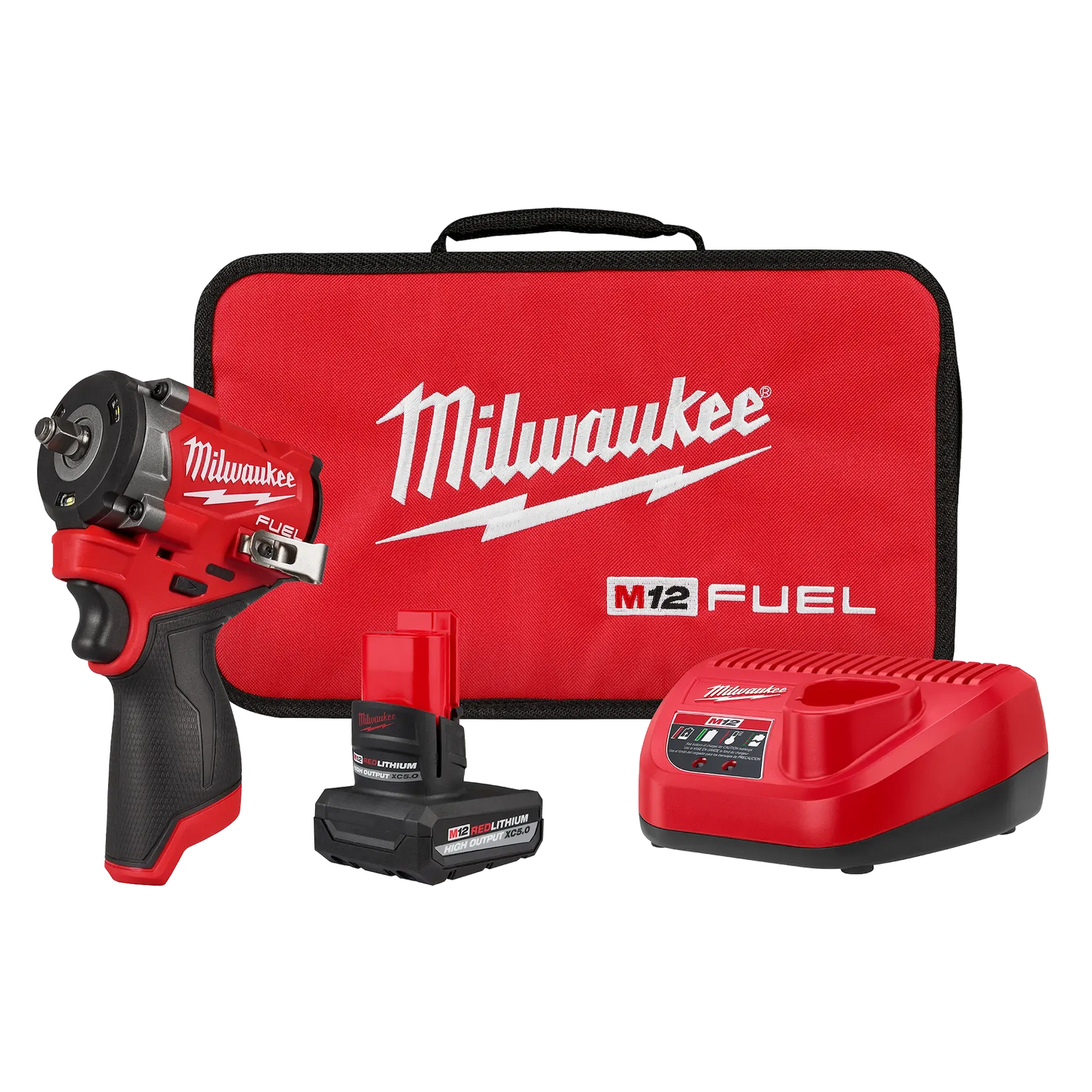 2562-21 Kit de clé à chocs sans fil Milwaukee Tool M12 FUEL 12 V Li-Ion sans balais 3/8 po avec (1) batterie haute puissance de 5,0 Ah